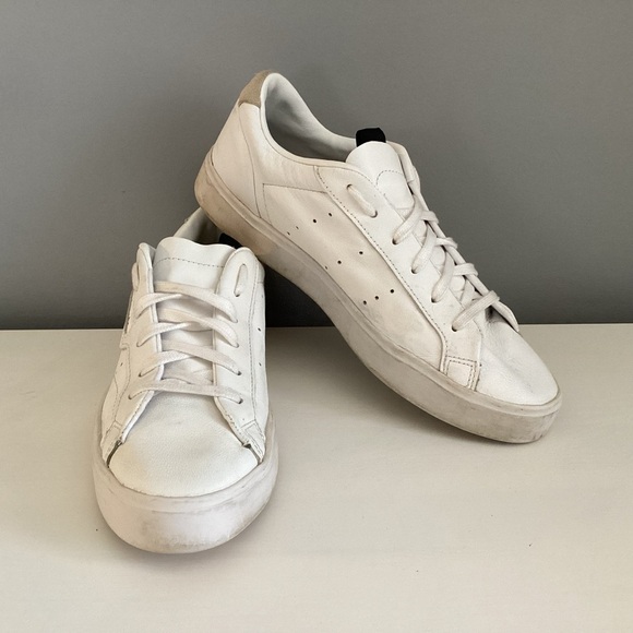 adidas Shoes - Adidas Sleek white/gold sneakers 7